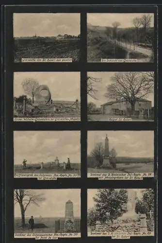 AK Gravelotte, Kaiser Wilhelm-Gedenkstein, Hofgut St. Hubert, Offiziersgrab d. Ostpreuss. Füs.-Regts. No. 33