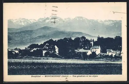 AK Montbonnot /Isère, Vue générale et les Alpes