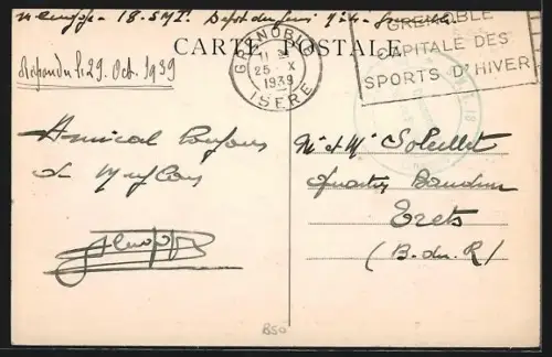 AK Montbonnot /Isère, Vue générale et les Alpes