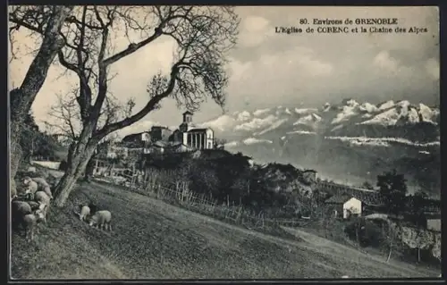 AK Corenc, L`église de Corenc et la Chaîne des Alpes