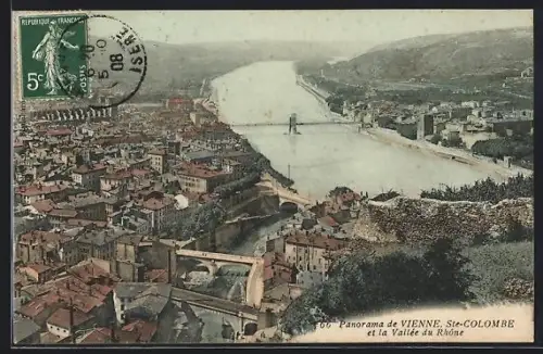AK Vienne, Panorama de Vienne, Ste-Colombe et la Vallée du Rhône