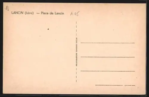 AK Lancin /Isère, Place de Lancin avec bâtiments et café