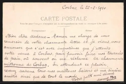 AK Corbas /Isère, Vue générale du village et chemin rural