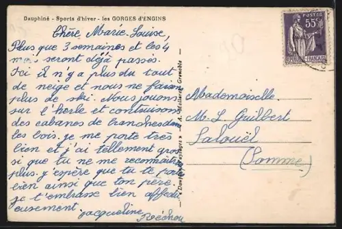 AK Les Gorges d`Engins, Sports d`hiver dans les gorges enneigées avec une voiture sur la route