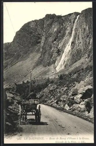 AK Le Dauphiné, Route de Bourg d`Oisans à La Grave, Cascade de la Pisse