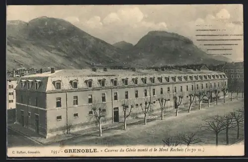 AK Grenoble, Caserne du Génie monté et le Mont Rachais en arrière-plan