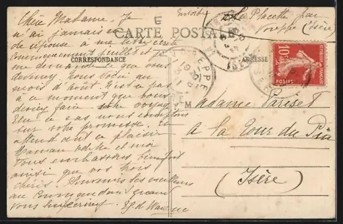 AK La Placette /Isère, Entrée du Village et Café-Épicerie Janot