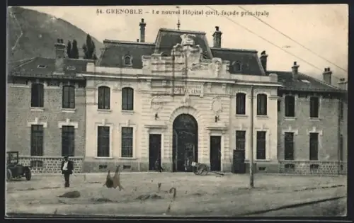 AK Grenoble, Le nouvel Hôpital civil, facade principale