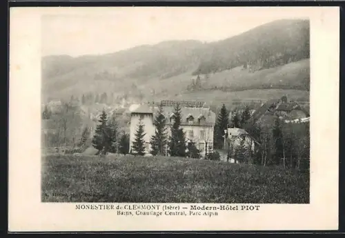 AK Monestier-de-Clermont /Isère, Modern-Hôtel Piot avec bains et chauffage central, parc alpin