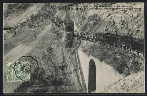 AK Gap, Éboulement près de la Croix-Haute, transbordement des voyageurs
