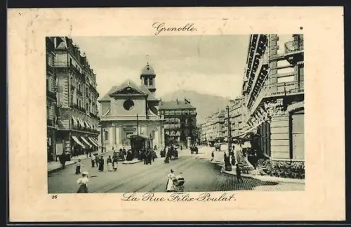 AK Grenoble, La Rue Félix-Poulat