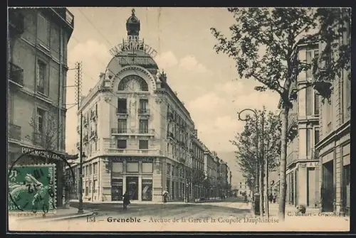 AK Grenoble, Avenue de la Gare et la Coupole Dauphinoise