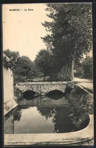 AK Mamers, La Dive et le pont en pierre pittoresque