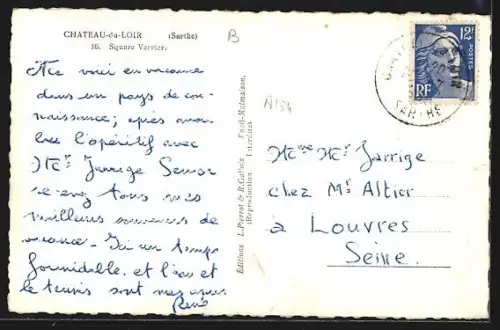 AK Château-du-Loir /Sarthe, Promenade sur le pont avec vue sur la maison et les arbres environnants