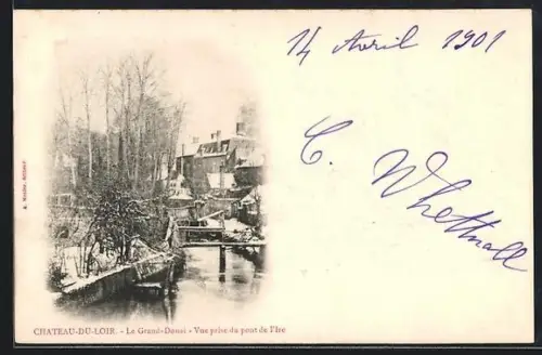 AK Château-du-Loir, Le Grand-Doissié, Vue prise du pont de l`Ire
