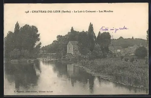 AK Château-du-Loir /Sarthe, Le Loir à Coëmont, Les Moulins