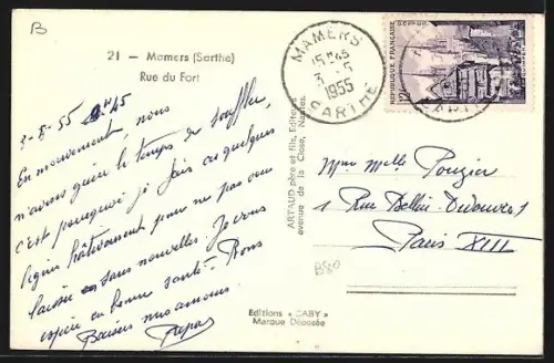 AK Mamers /Sarthe, Rue du Fort avec vue sur l`église au fond