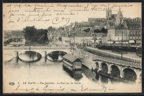 AK Le Mans, Vue partielle, Le Pont sur la Sarthe