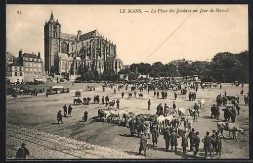 AK Le Mans, La Place des Jacobins un Jour de Marché