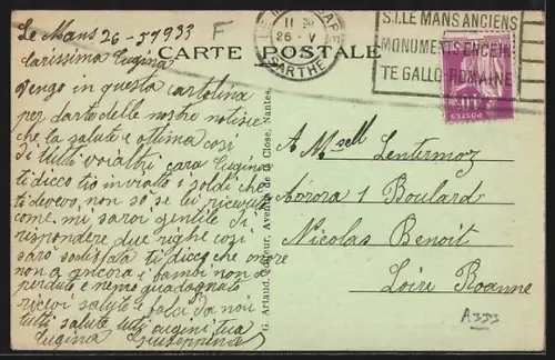 AK Le Mans, Place de la République avec voitures anciennes et bâtiments historiques