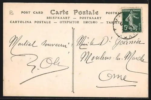 AK Le Mans, Caserne de Négrier avec charrette à cheval et passants