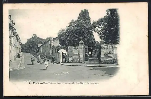 AK Le Mans, Rue Prémartine et entrée du Jardin d`Horticulture