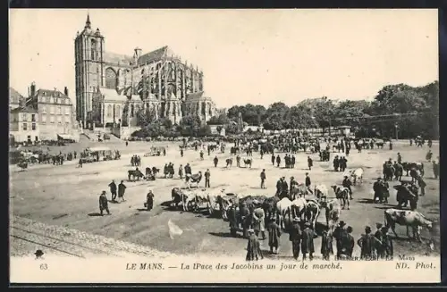 AK Le Mans, La Place des Jacobins un jour de marché
