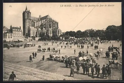 AK Le Mans, La Place des Jacobins un Jour de Marché