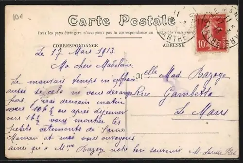 AK Le Mans, Les Bords de l`Huisne avec barques et pont en arrière-plan