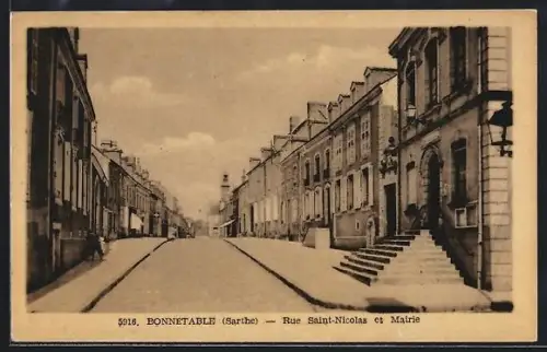 AK Bonnétable /Sarthe, Rue Saint-Nicolas et Mairie