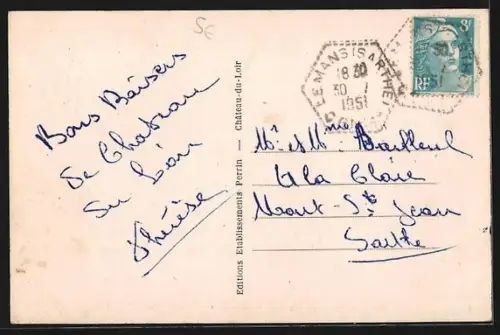 AK Château-du-Loir, Sarthe, Rue Aristide-Briand en direction de Tours