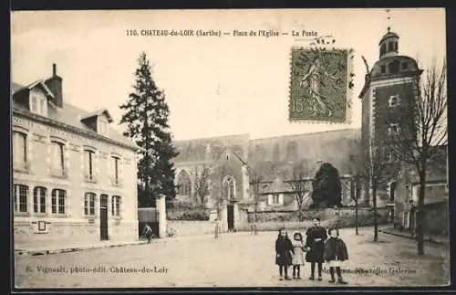 AK Château-du-Loir /Sarthe, Place de l`Église, La Poste