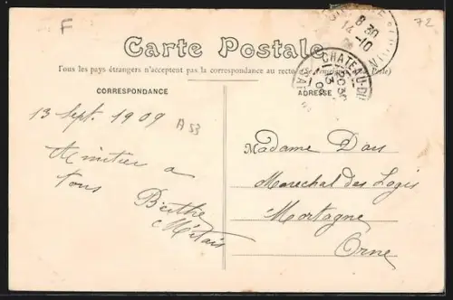 AK Château-du-Loir, École Supérieure de Filles avec élèves dans la cour