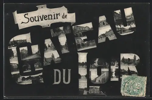 AK Château-du-Loir, Souvenir de Château-du-Loir mit Fotocollage
