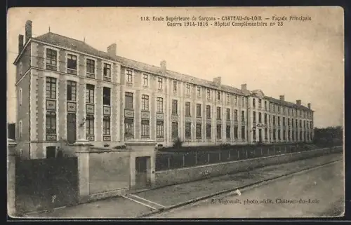 AK Château-du-Loir, École Supérieure de Garcons, Facade Principale, Hôpital Complémentaire no 23, 1914-1916