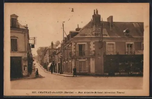 AK Château-du-Loir /Sarthe, Rue Aristide-Briand, direction Tours