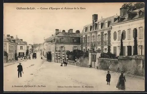 AK Château-du-Loir, Caisse d`Épargne et Avenue de la Gare
