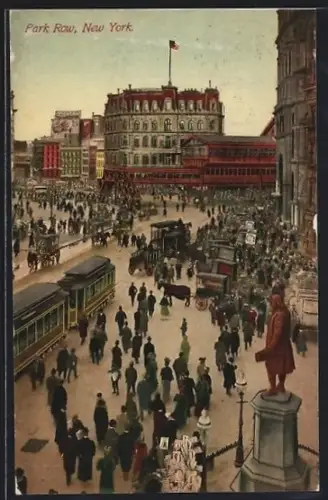 AK New York, Park Row, Strassenbahn