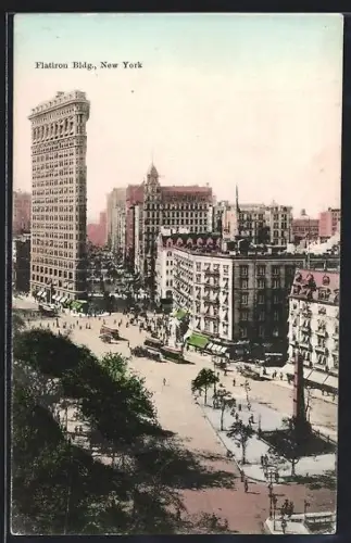 AK New York, Flat Iron Building, Strassenbahn