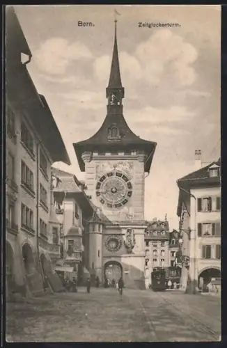 AK Bern, Zeitglockenturm, Strassenbahn