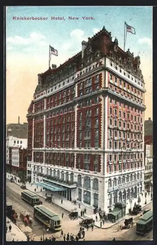 AK New York, Knickerbocker Hotel, Strassenbahn