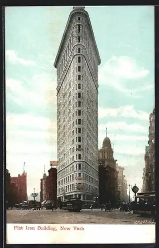 AK New York, Flat Iron Building, Strassenbahn