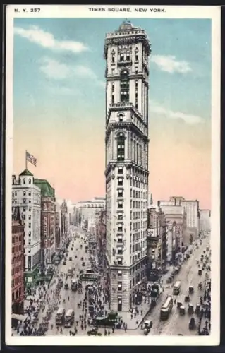 AK New York, NY, Times Square, Strassenbahnen