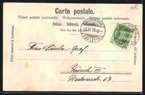 AK La-Chaux-de-Fonds, Rue Lépold Robert, Strassenbahn