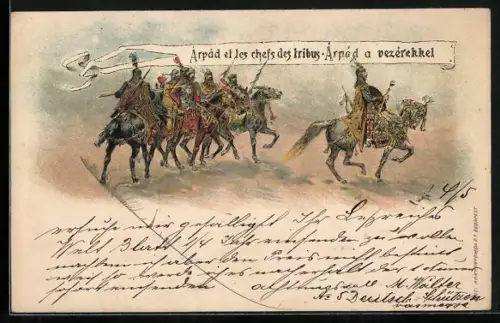 Lithographie Budapest, Árpád et les chefs des tribus, Árpád a vezérekkel, Ritter
