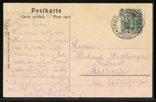 AK Friedrichshafen, Luftschiff des Grafen Zeppelin über dem Königlichen Schloss