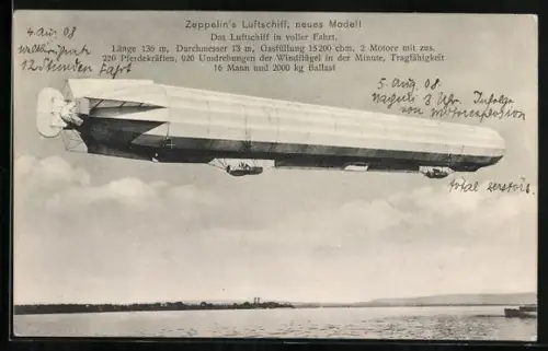 AK Zeppelin`s neues Luftschiff in voller Fahrt