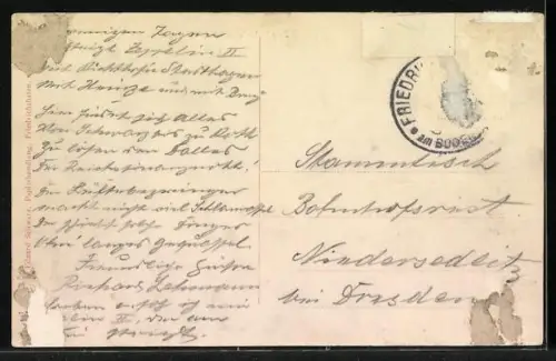 AK Zeppelin`s Luftschiff im Fluge über einem Gewässer