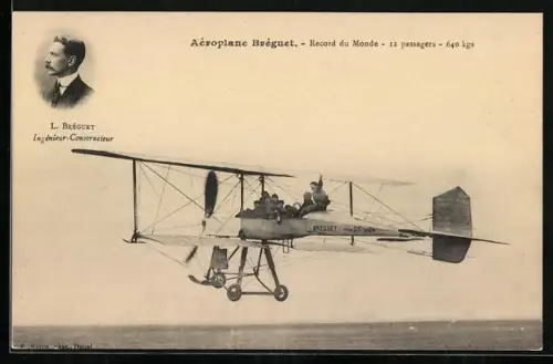 AK Bréguet-Flugzeug im Fluge, Ingenieur L. Bréguet