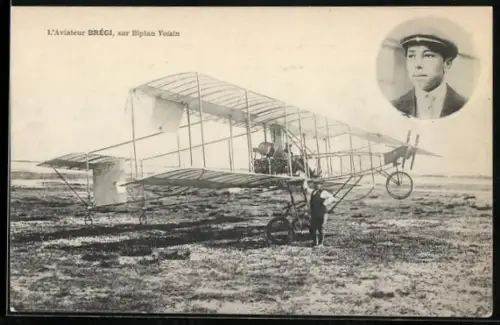 AK Voisin Doppeldecker-Flugzeug, Pilot Brégi